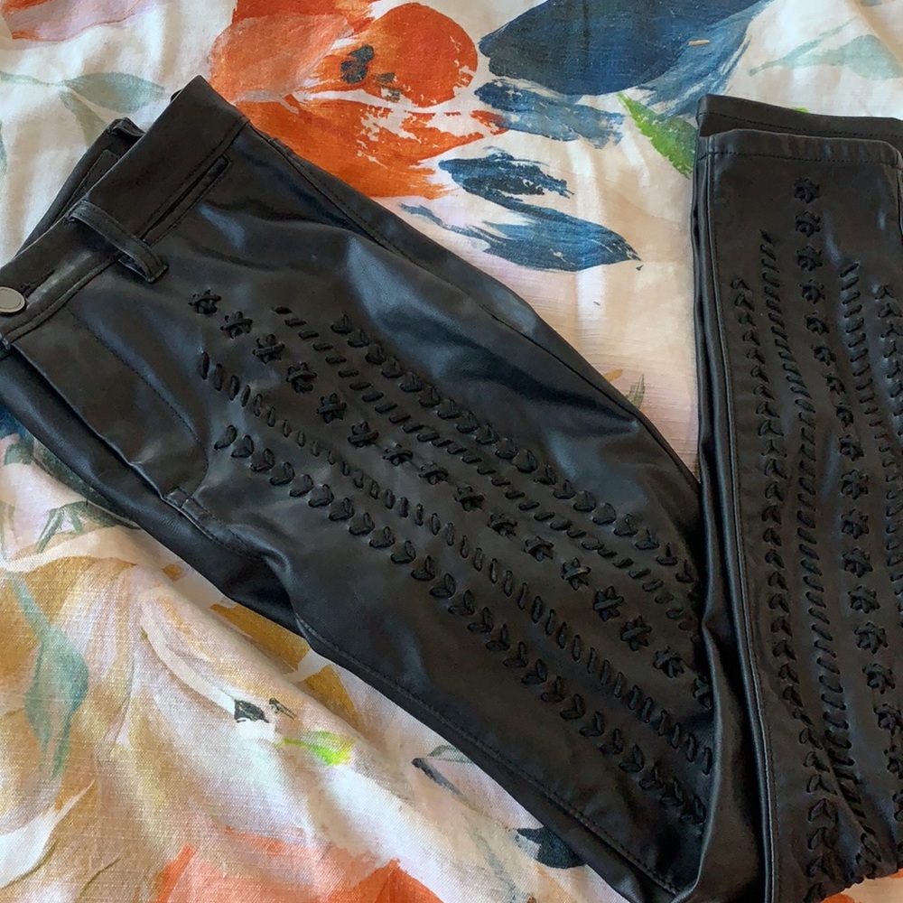 Black pleather skinny pants
